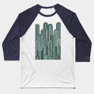 Retro Wavy Stripes - Sage Green T-Shirts and Clothing Baseball T-Shirt